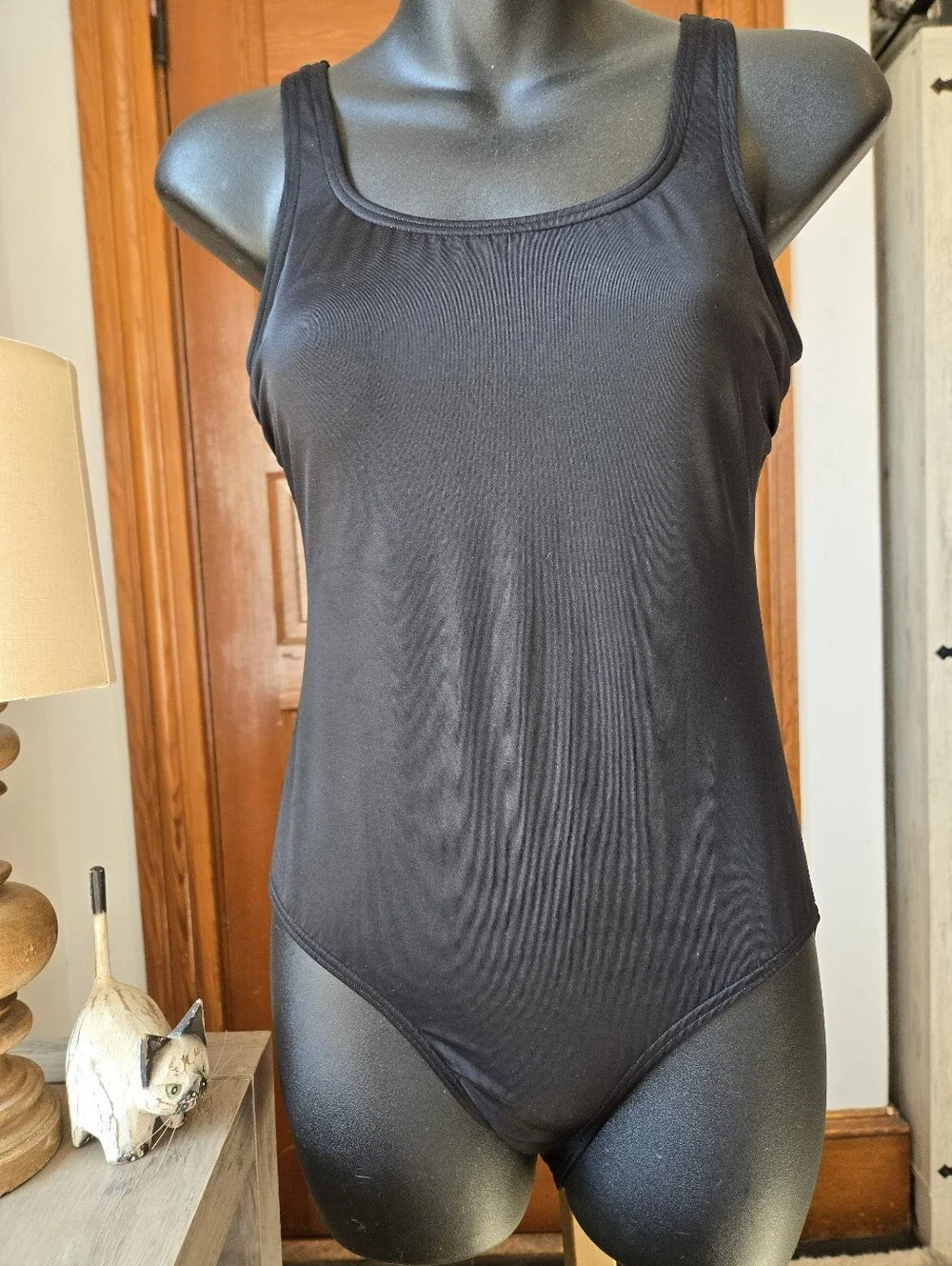 Lands' End Tugless Classic Black Soft Cup Tank US 4